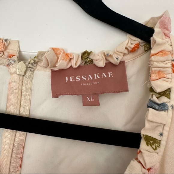 JessaKae (XL) Madrigal Dress Cream Bohemian Puff Sleeve Tie Waist Midi Dress - Picture 8 of 12